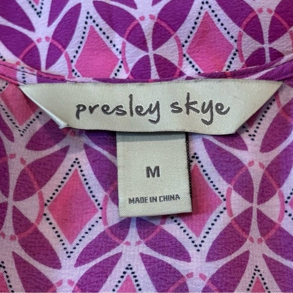 Presley Skye May Print Lined Silk V-Neck Dress, Size M - Picture 12 of 13
